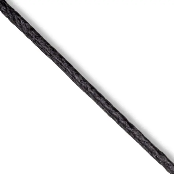 Close-up image of an Ape Canyon Outfitters 2.2mm Arachnid rope against a white background, positioned diagonally from the bottom left to the top right corner. The texture and strands of the rope are clearly visible.