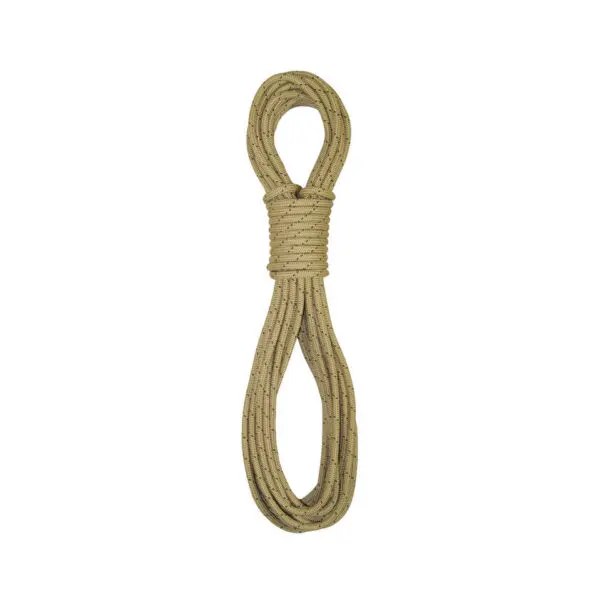 A coiled piece of **Sterling 6mm TRC** is neatly bundled and secured in the center, creating a figure-eight shape. The rope has a textured surface and appears sturdy and braided, suitable for outdoor or climbing activities. The background is plain white.