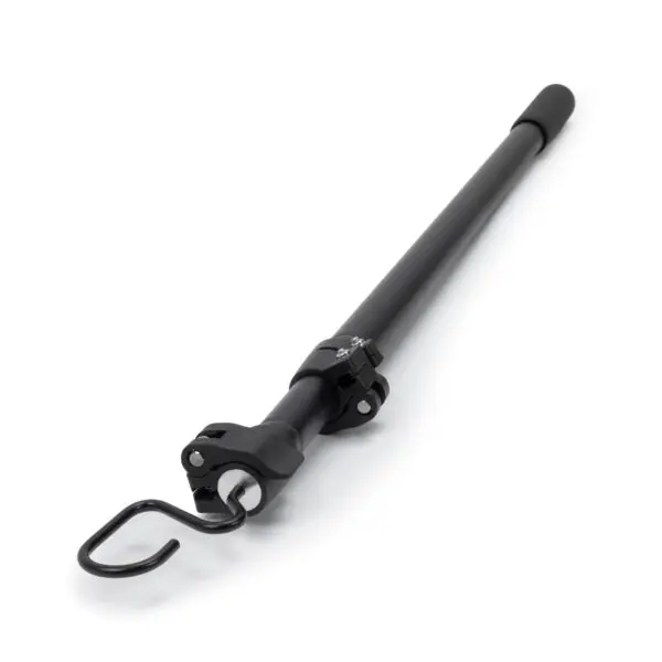 An extendable telescopic rod with a hook and locking mechanism at the end, designed for reaching or hanging objects. The JRB Maverick Pole is primarily black with a foam grip handle for comfort.